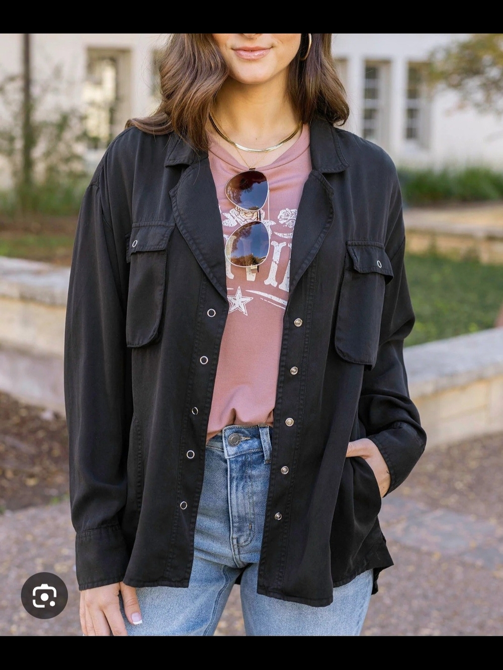Grace & Lace Black Utility Shirt Jacket